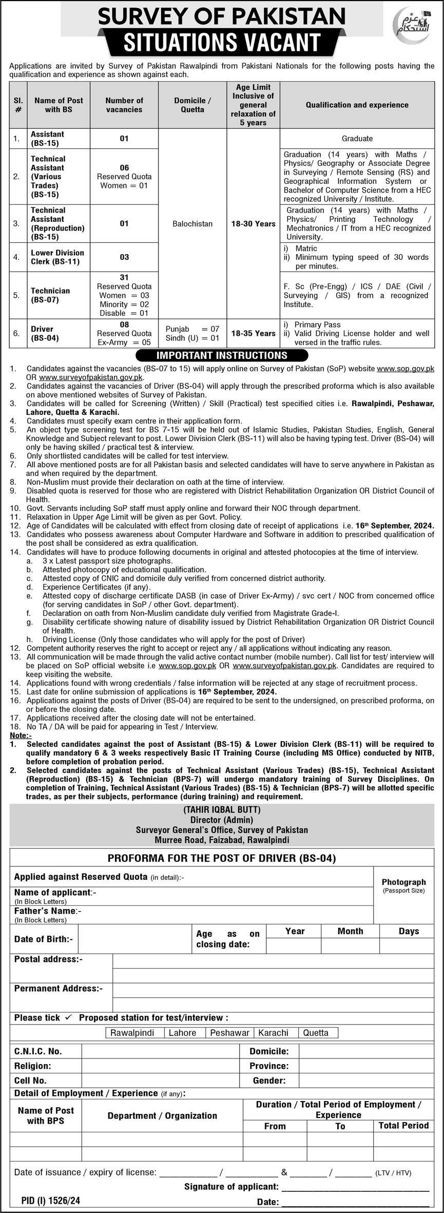 survey of pakistan jobs 2024 apply online